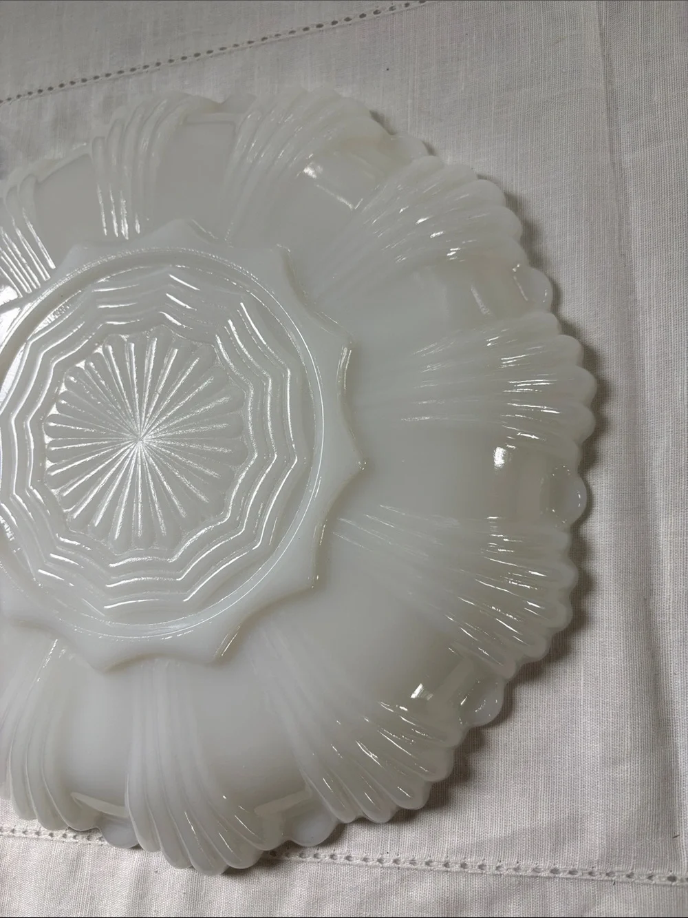 Vintage Anchor Hocking Milk Glass 3 Section Relish Tray